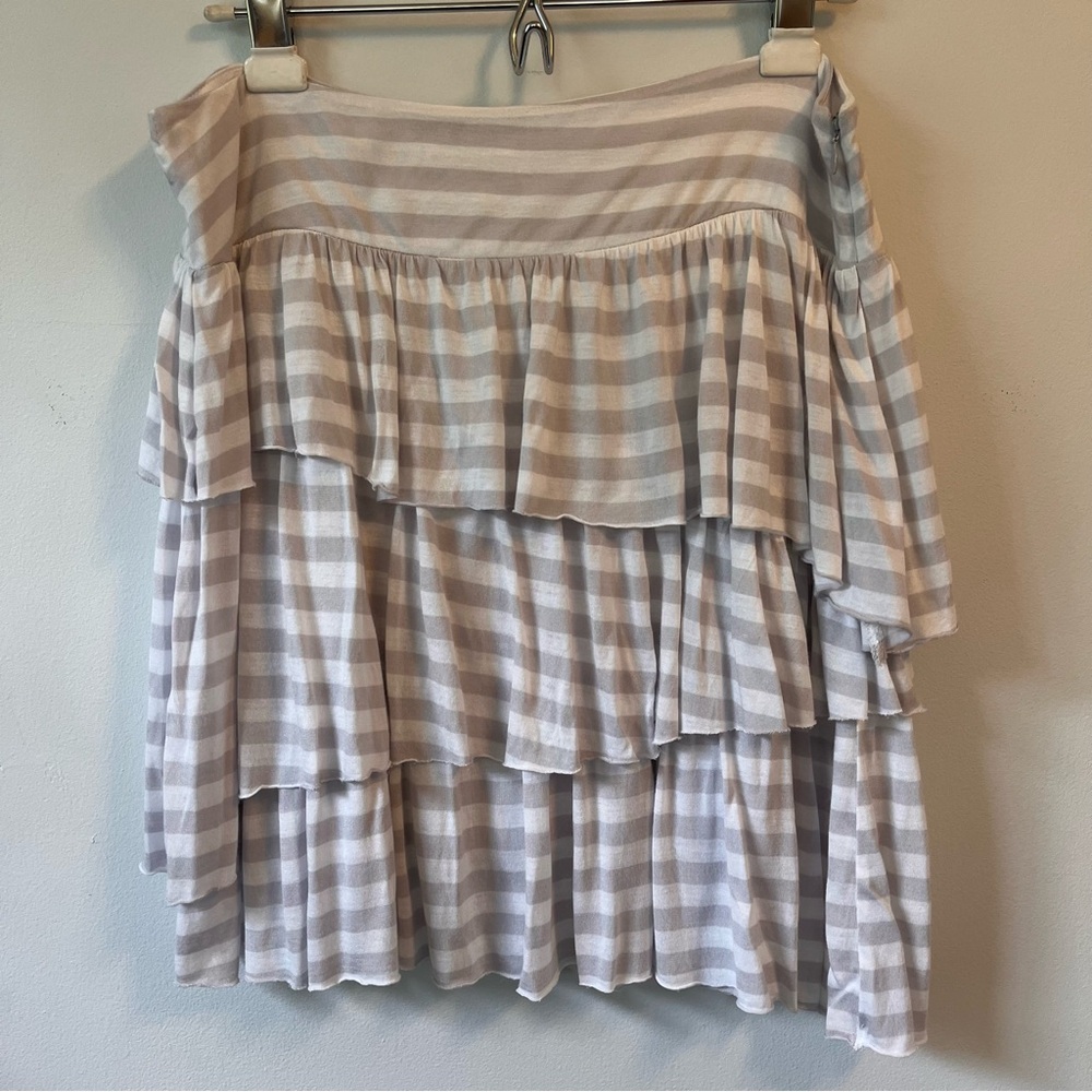 Banana Republic Gray & White Tiered Striped Mini Skirt, Size 8